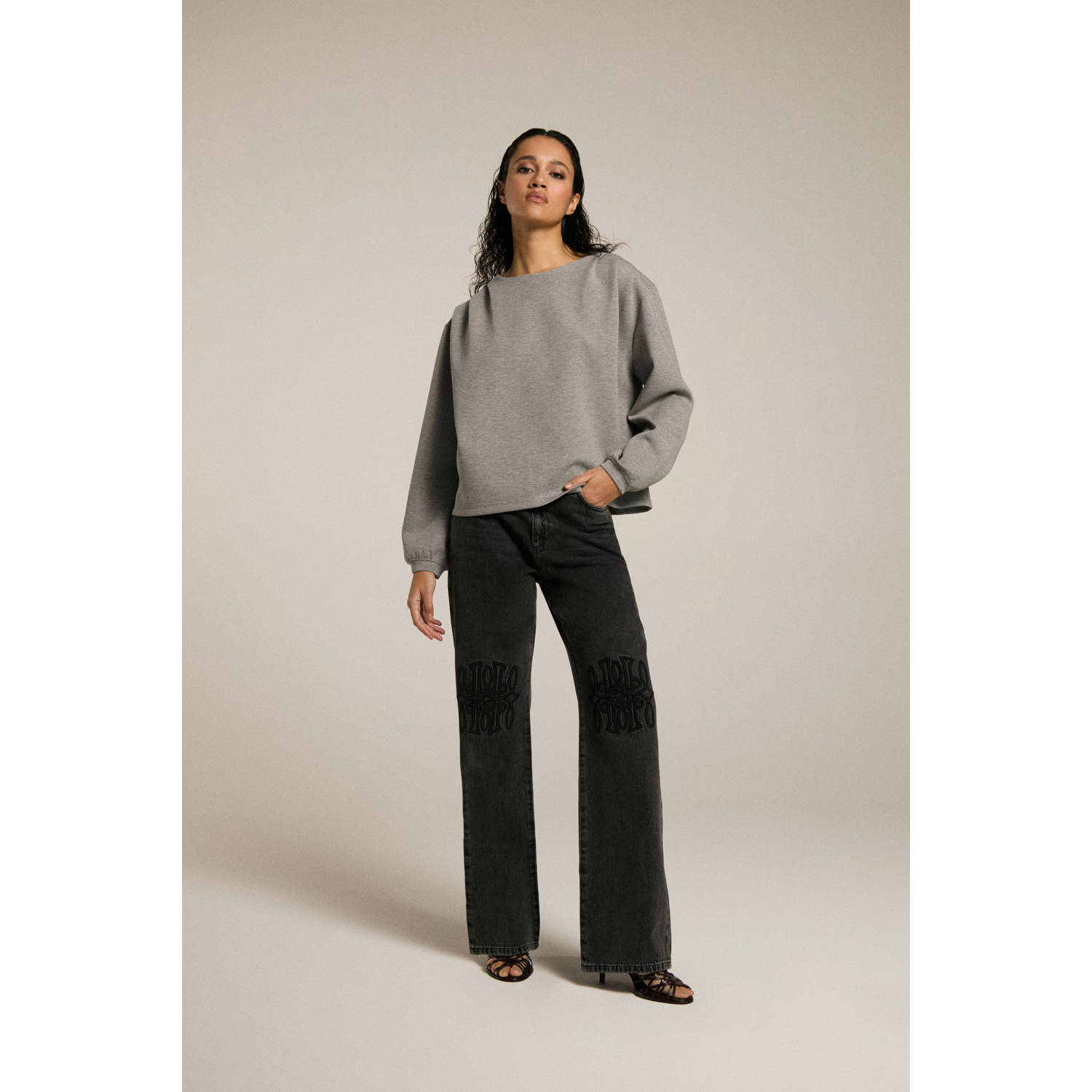 Homage to Denim high waist wide leg jeans zwart