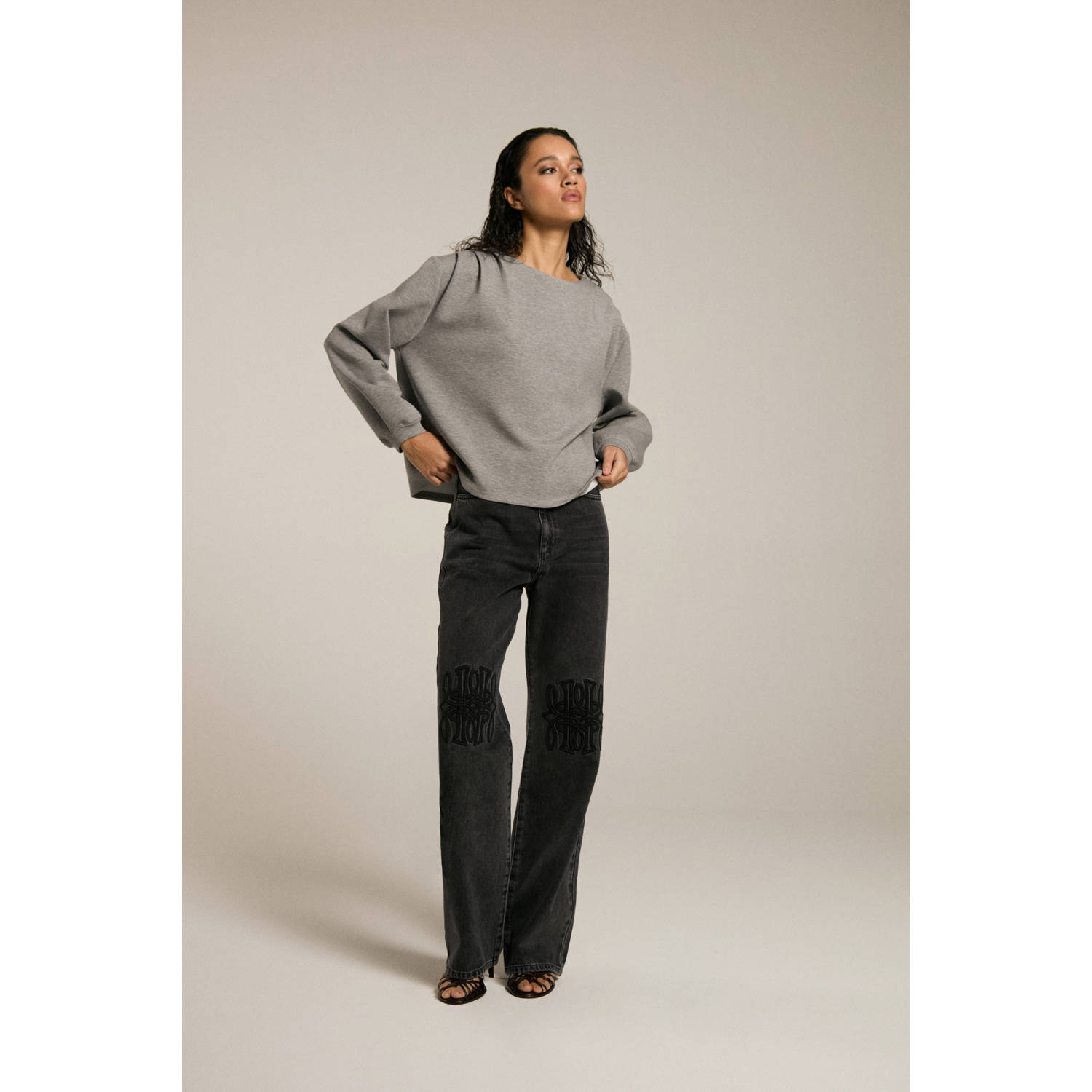 Homage to Denim high waist wide leg jeans zwart