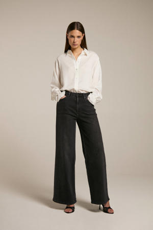 high waist wide leg jeans zwart