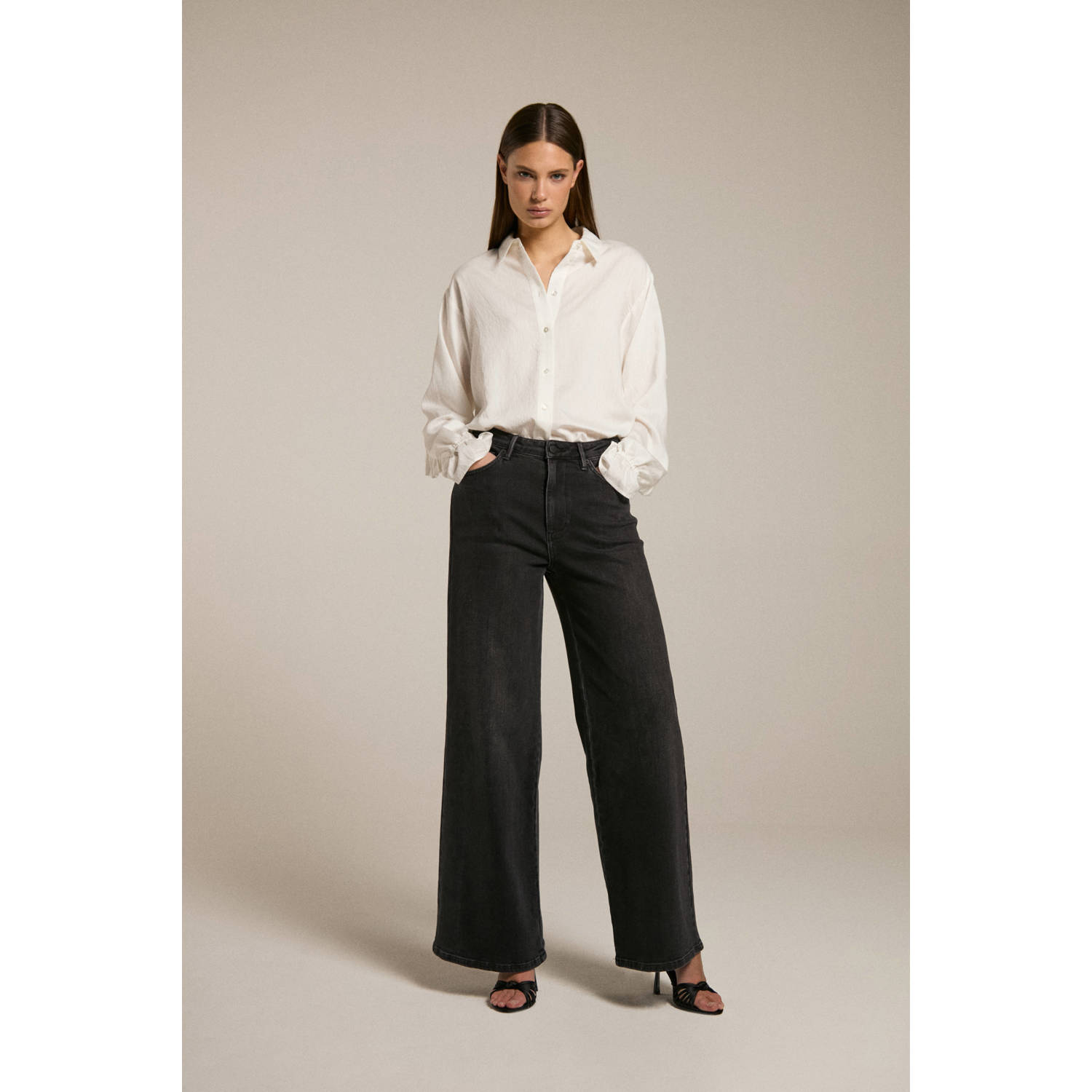 Homage to Denim high waist wide leg jeans zwart