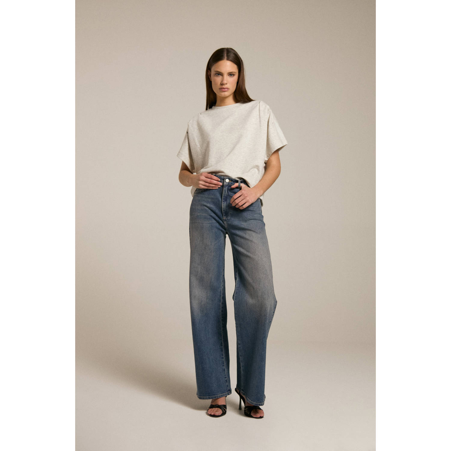 Homage to Denim high waist wide leg jeans blauw