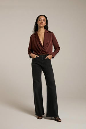 high waist flared jeans zwart
