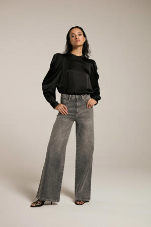 high waist wide leg jeans grey denim