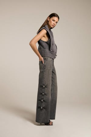 high waist wide leg jeans grijs