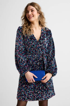 overslag jurk met pailletten multi