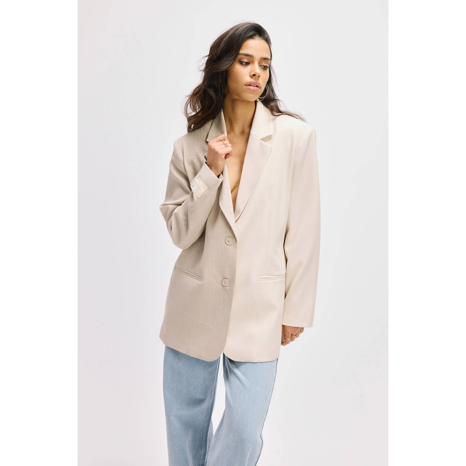 Refined Department oversized blazer beige
