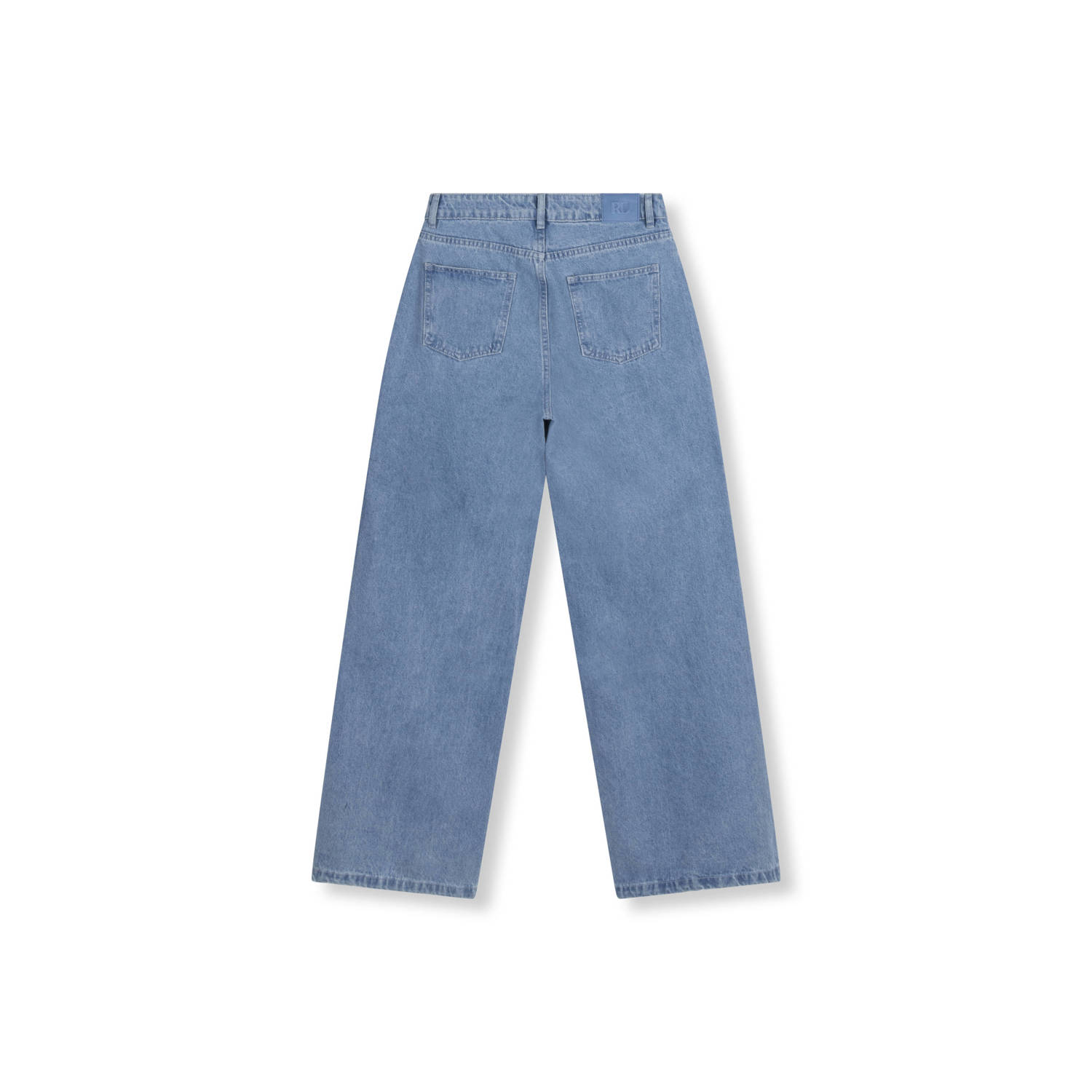 Refined Department high waist wide leg jeans medium blue denim met parels