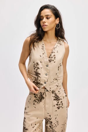 denim gilet beige