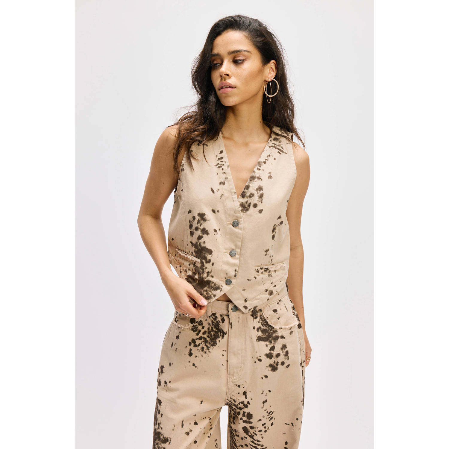 Refined Department denim gilet beige