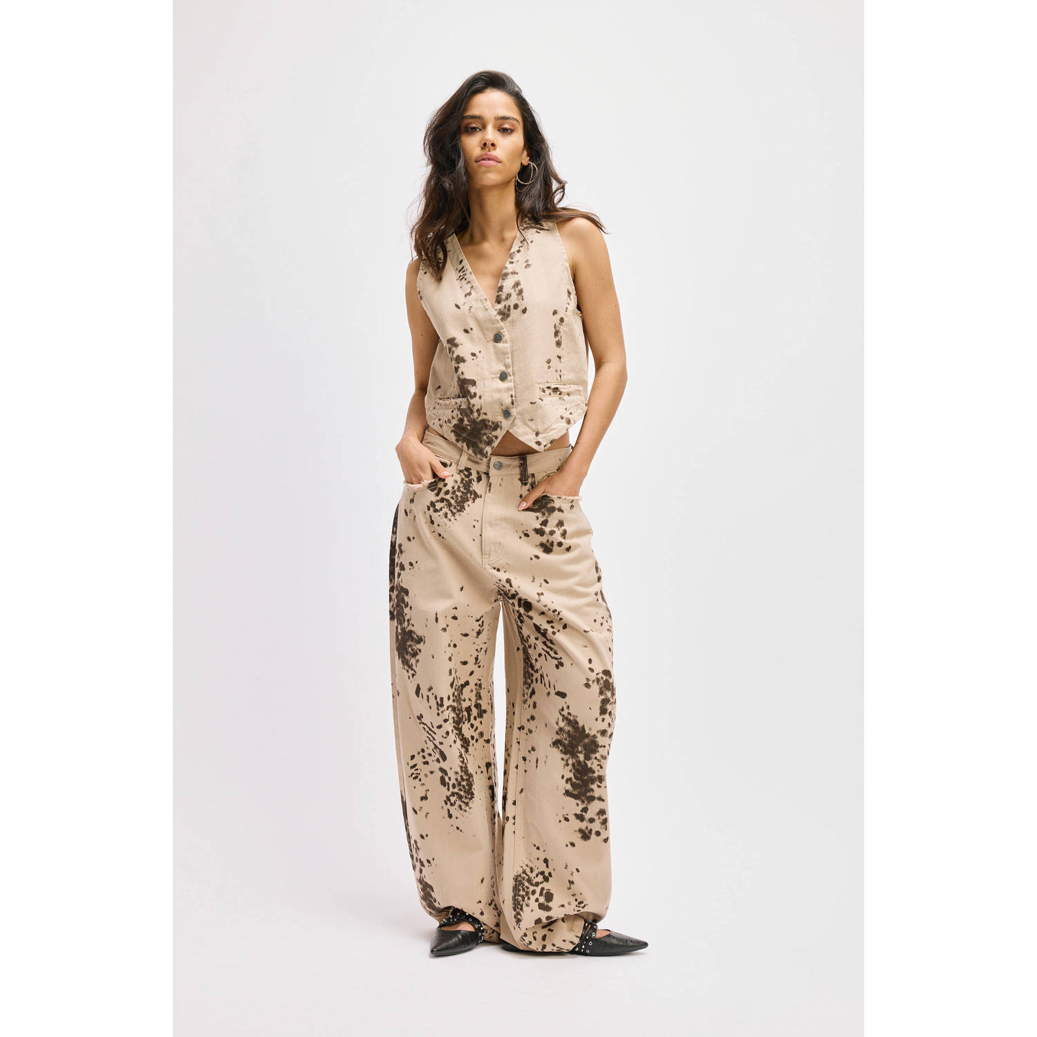 Refined Department denim gilet beige