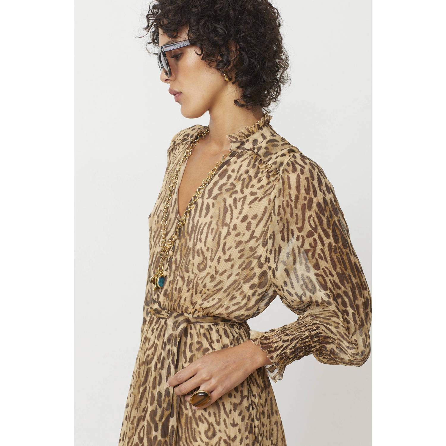 Suncoo blousejurk bruin