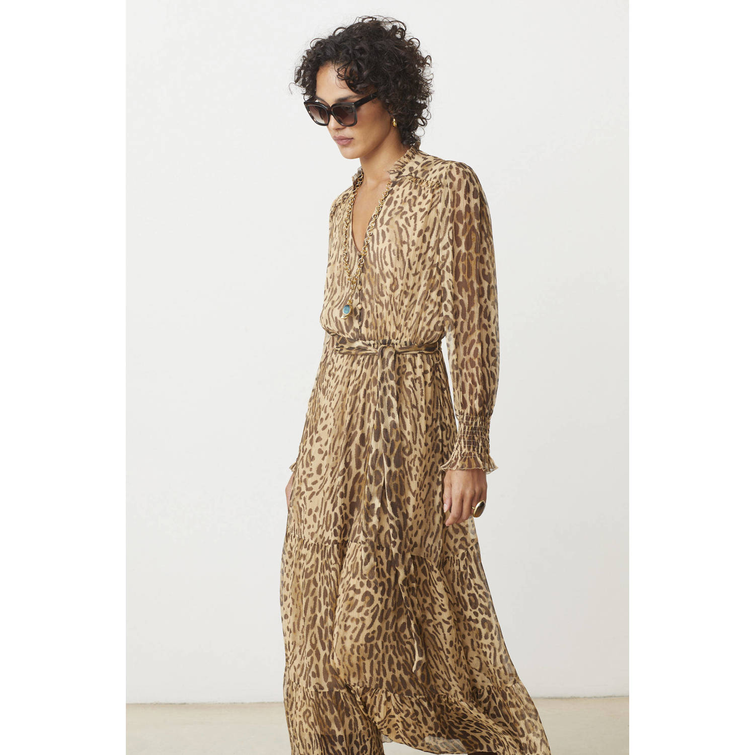 Suncoo blousejurk bruin