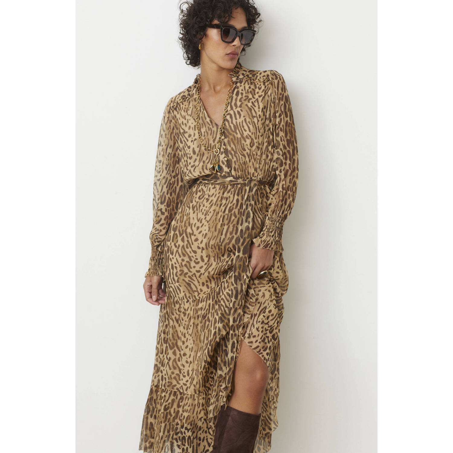 Suncoo blousejurk bruin