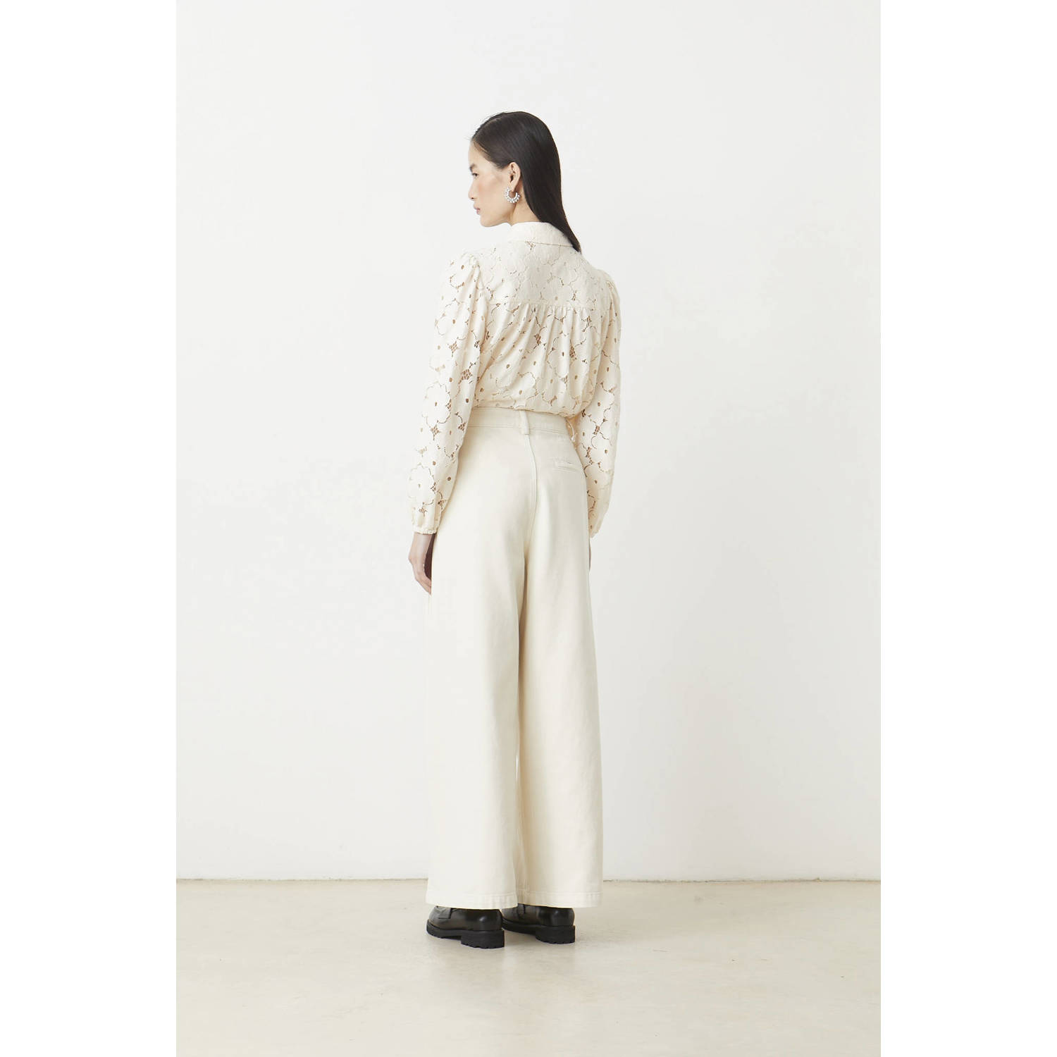 Suncoo high waist wide leg jeans ecru
