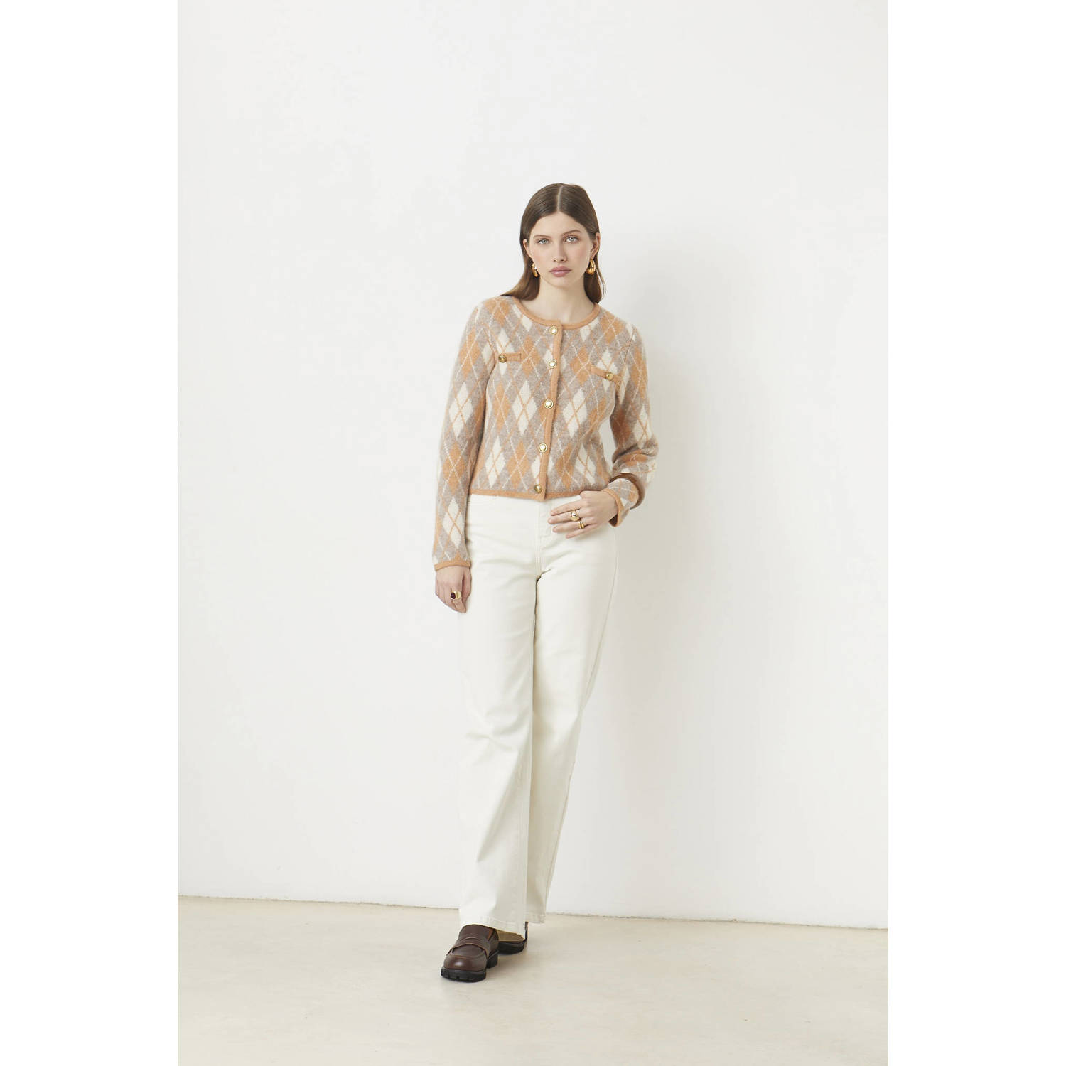 Suncoo gebreid vest met wol camel