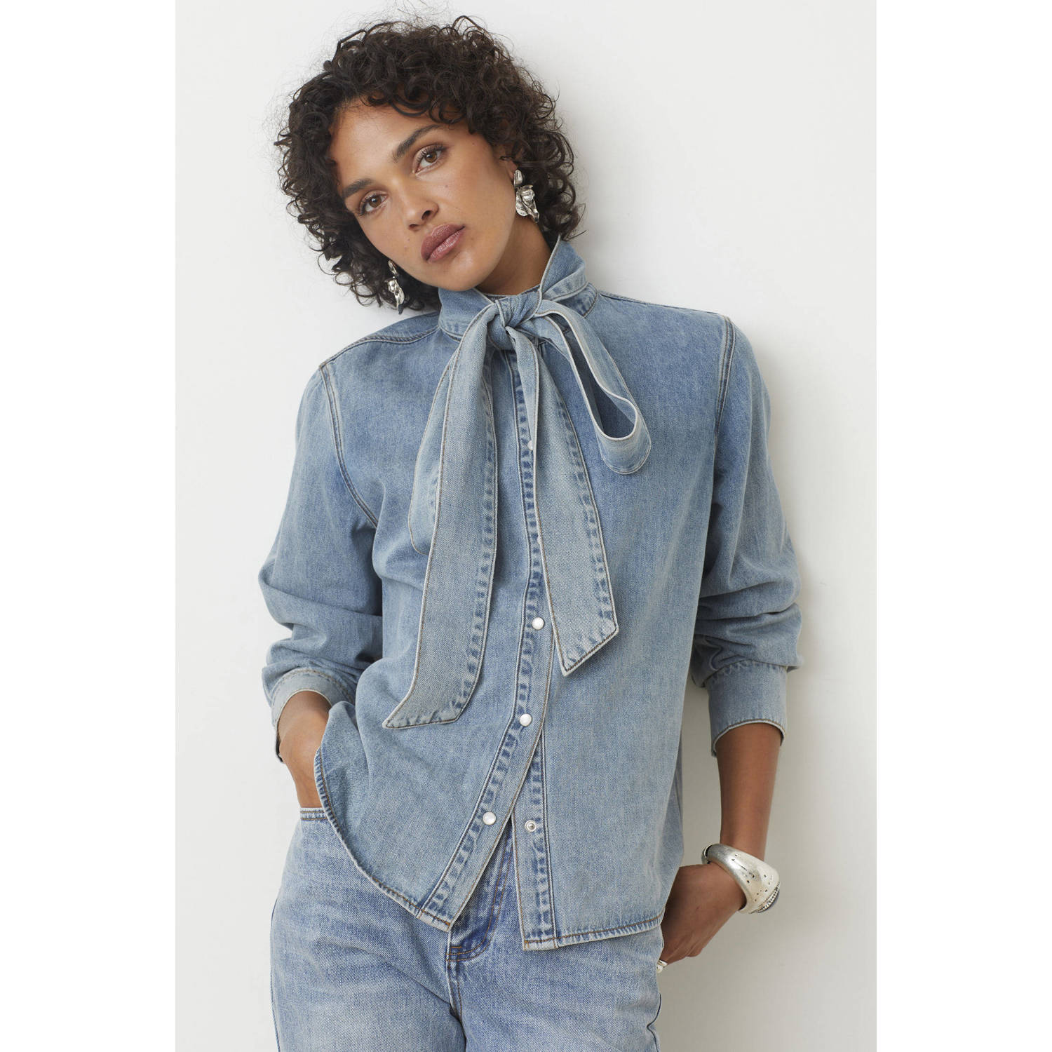 Suncoo denim blouse light blue denim