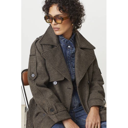 Suncoo wollen trenchcoat bruin afbeelding