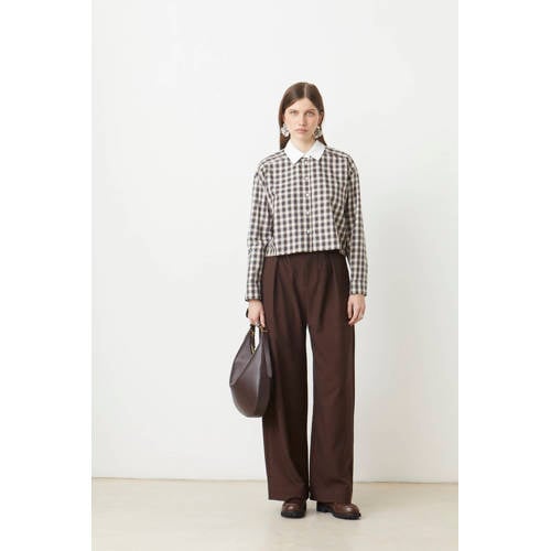 Suncoo wide leg high waist broek donkerbruin afbeelding