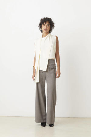 wide leg high waist broek bruin