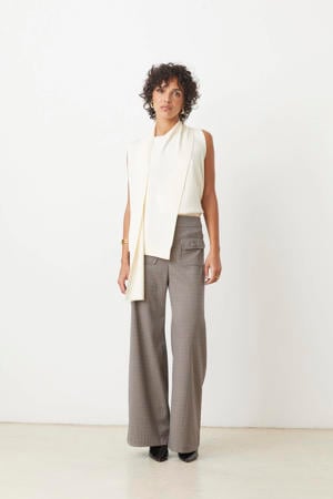 wide leg high waist broek bruin