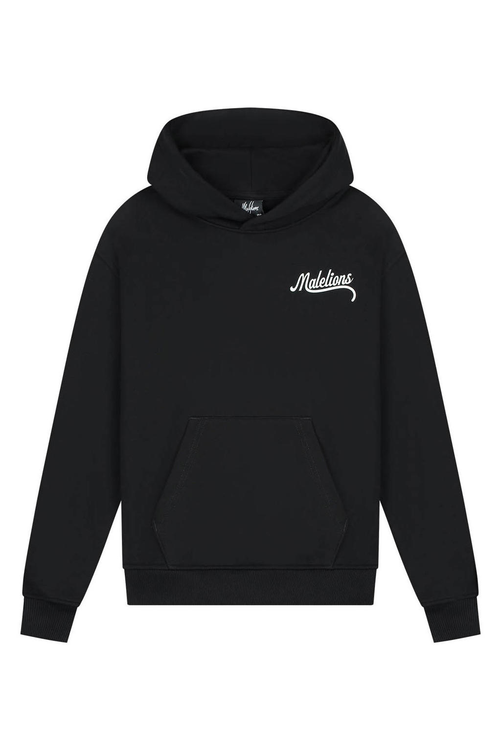 Zwarte jongens Malelions hoodie van sweat materiaal met backprint, lange mouwen en capuchon
