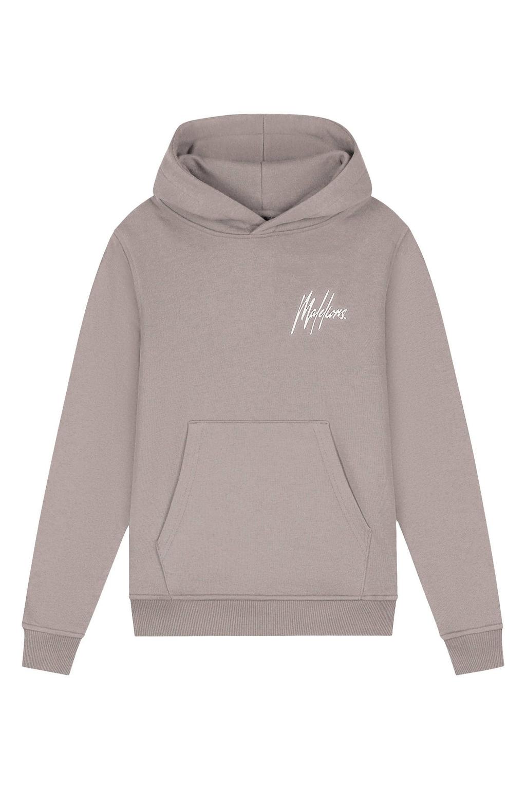 Beige jongens Malelions hoodie van katoen met backprint, lange mouwen en capuchon