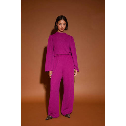 Studio AMAYA straight high waist broek fuchsia afbeelding
