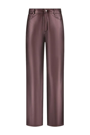 wide leg high waist broek bruin