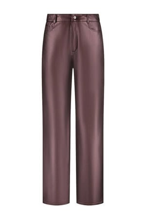 wide leg high waist broek bruin