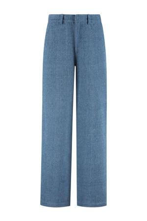 high waist wide leg jeans medium blue denim