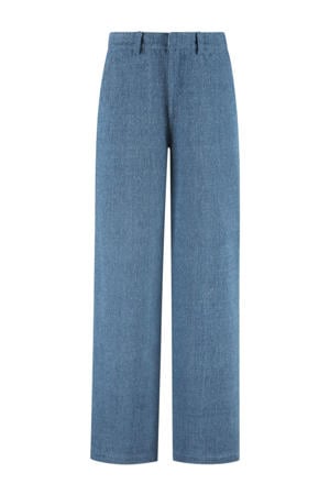 high waist wide leg jeans medium blue denim