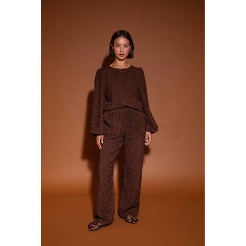 Studio AMAYA straight high waist broek bruin afbeelding