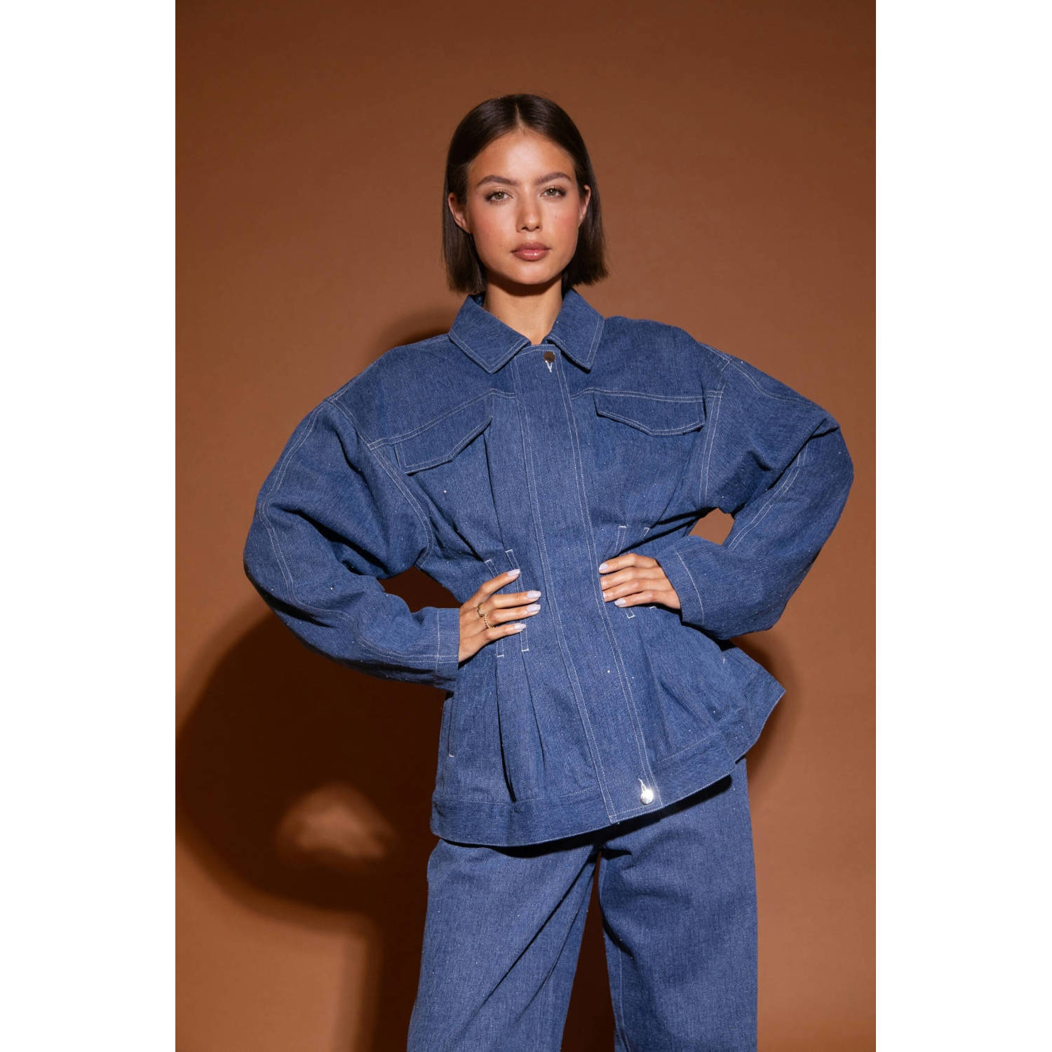 Studio AMAYA denim spijkerjas medium blue denim