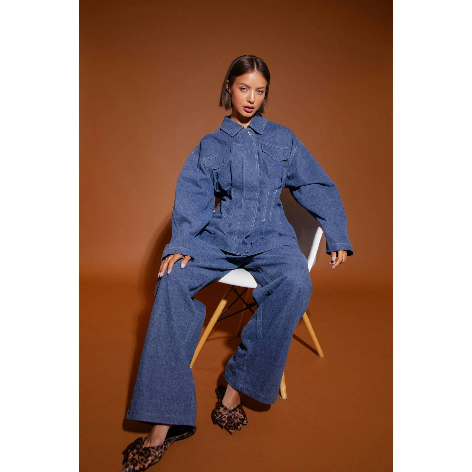Studio AMAYA denim spijkerjas medium blue denim