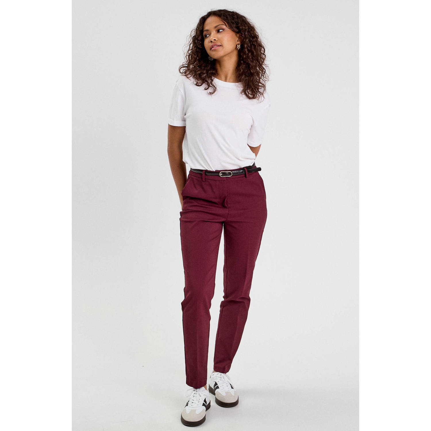 Cache tapered high waist pantalon donkerrood