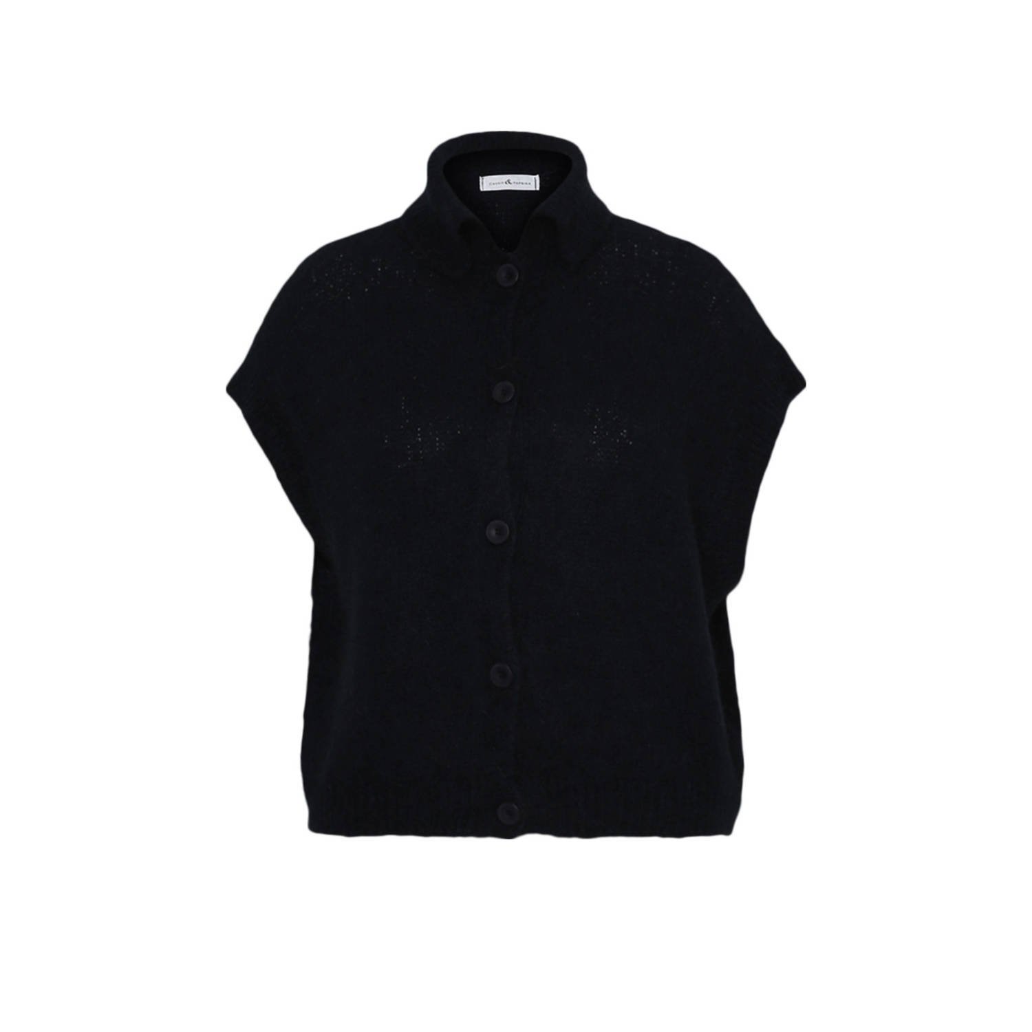 Paprika vest donkerblauw fijn gebreid