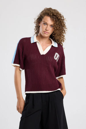 top donkerrood gebreid