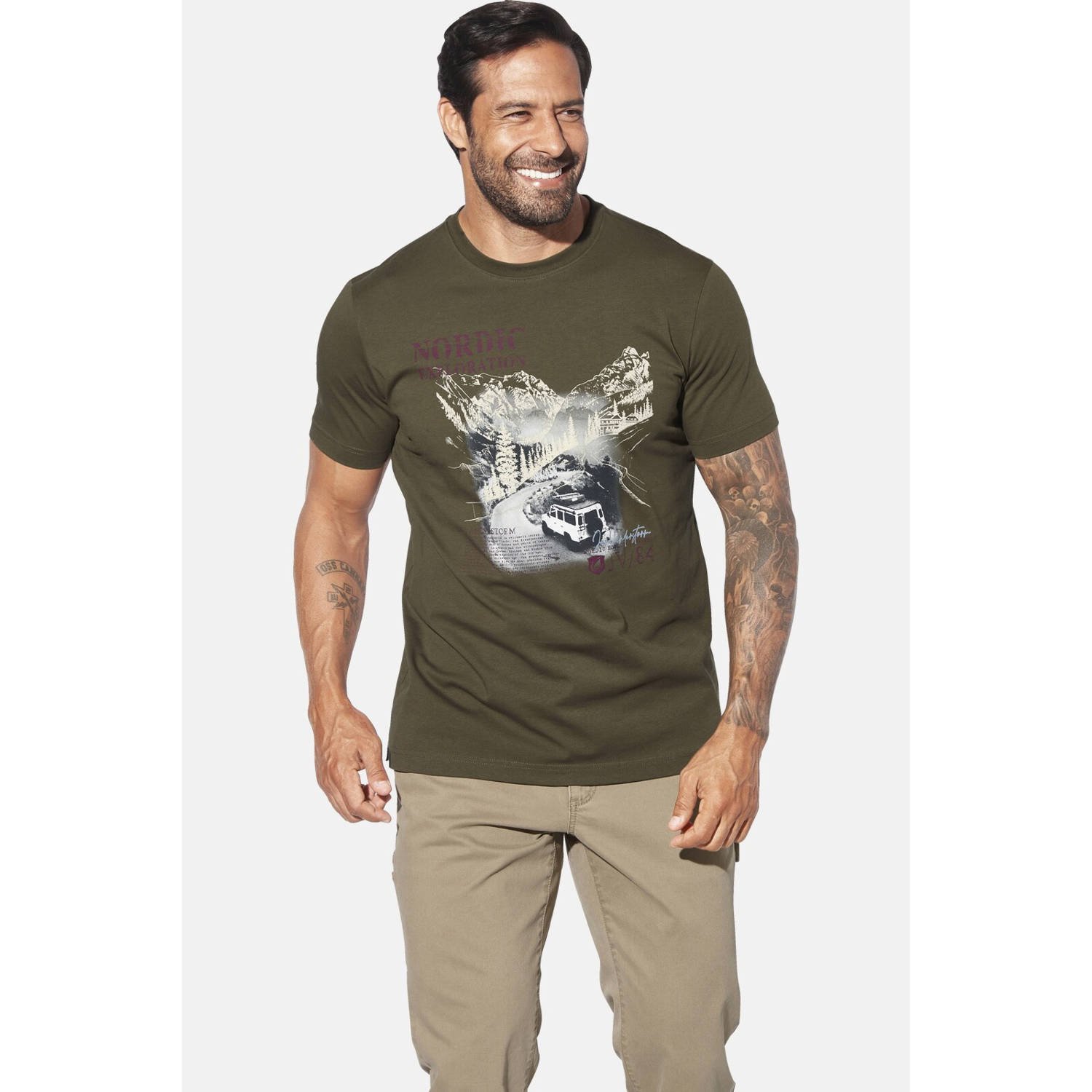 Jan Vanderstorm T-shirt HAKSE Plus Size olijfgroen