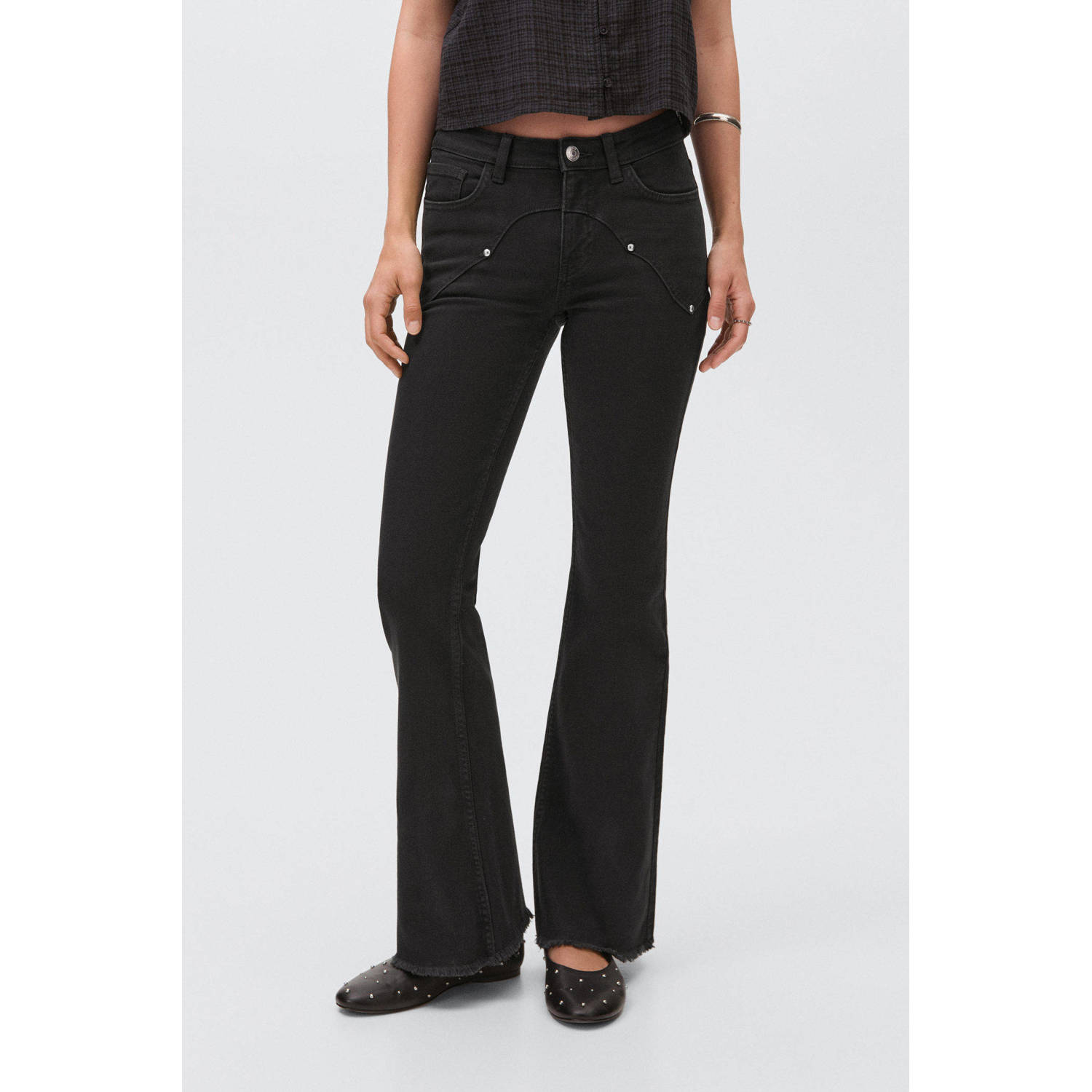 MANGO TEEN flared jeans black denim