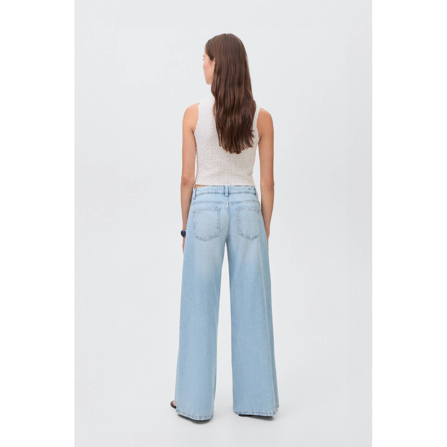 MANGO TEEN wide leg jeans light blue denim