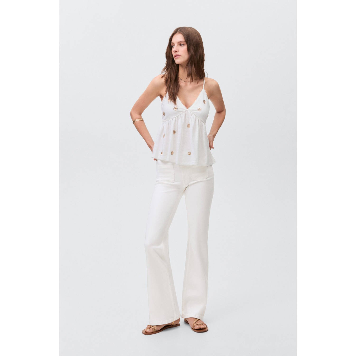 MANGO TEEN flared jeans wit