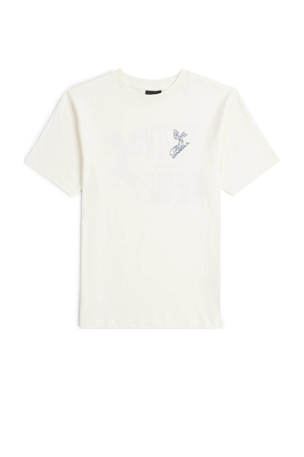 Wit en blauwe jongens O'Neill T-shirt van katoen met backprint, korte mouwen en klassieke kraag