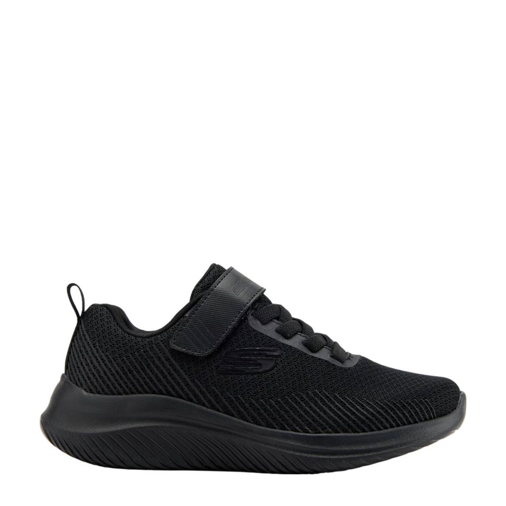 Zwarte jongens Skechers sneakers van rubber/textiel met elastische veter- met klittenbandsluiting