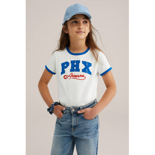 WE Fashion T-shirt wit/blauw afbeelding