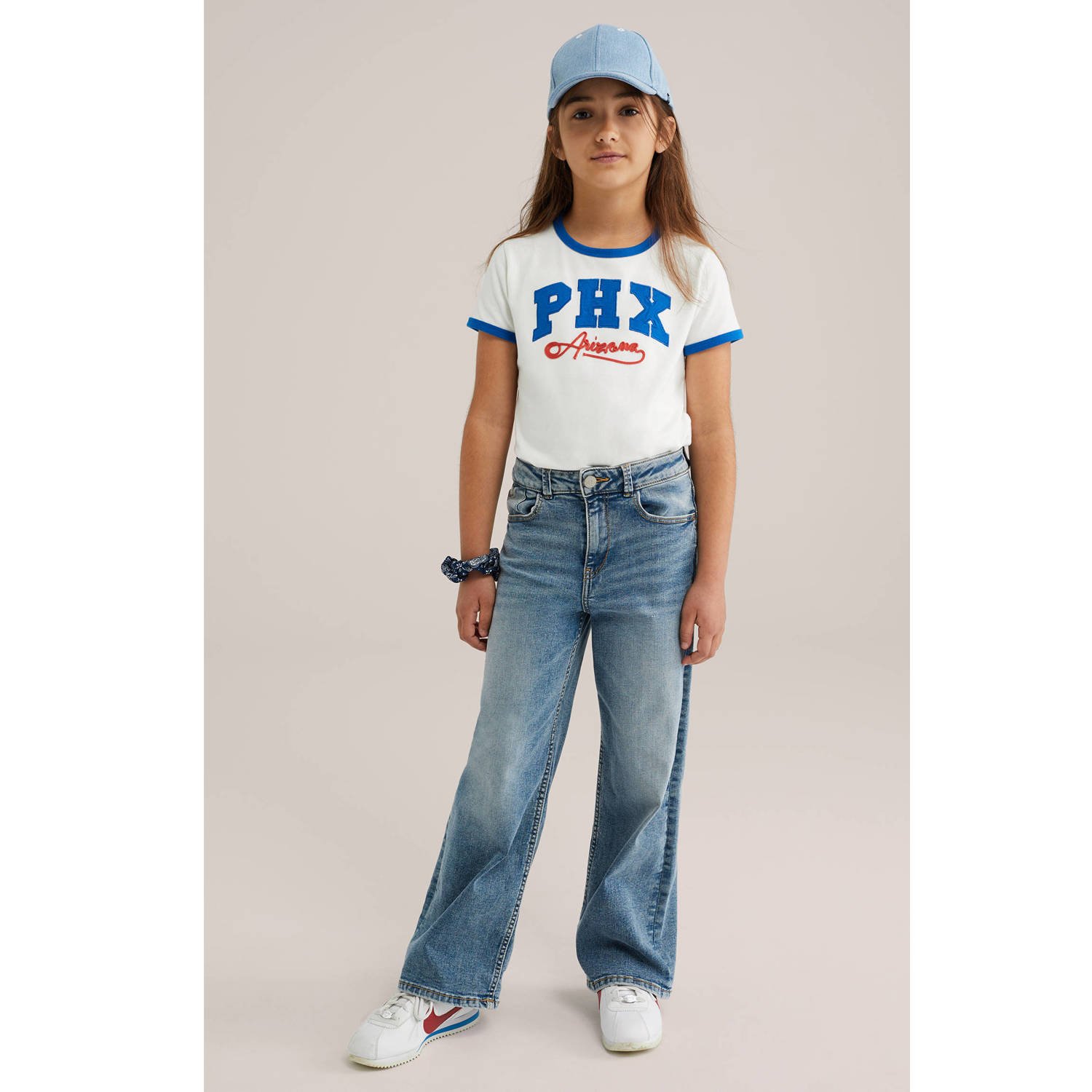 WE Fashion T-shirt wit blauw
