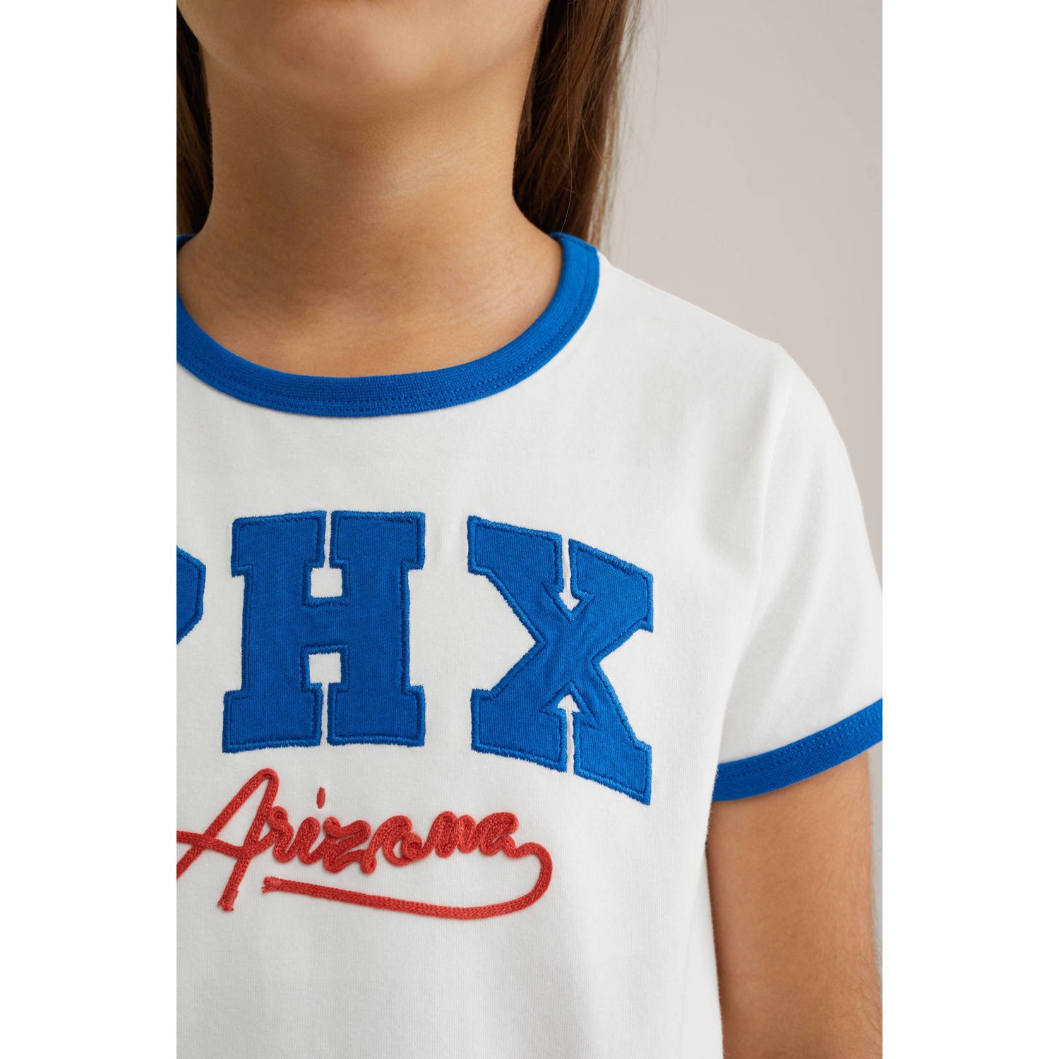 WE Fashion T-shirt wit blauw