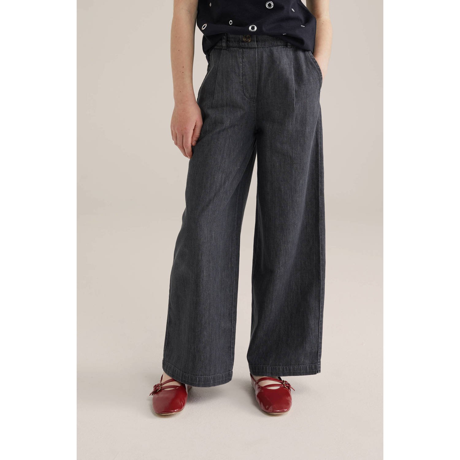 WE Fashion high waist wide leg jeans grey denim