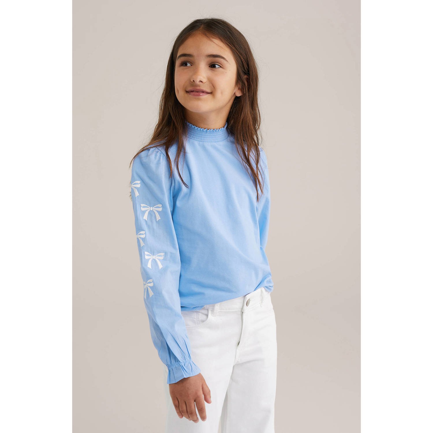 WE Fashion blousetop lichtblauw