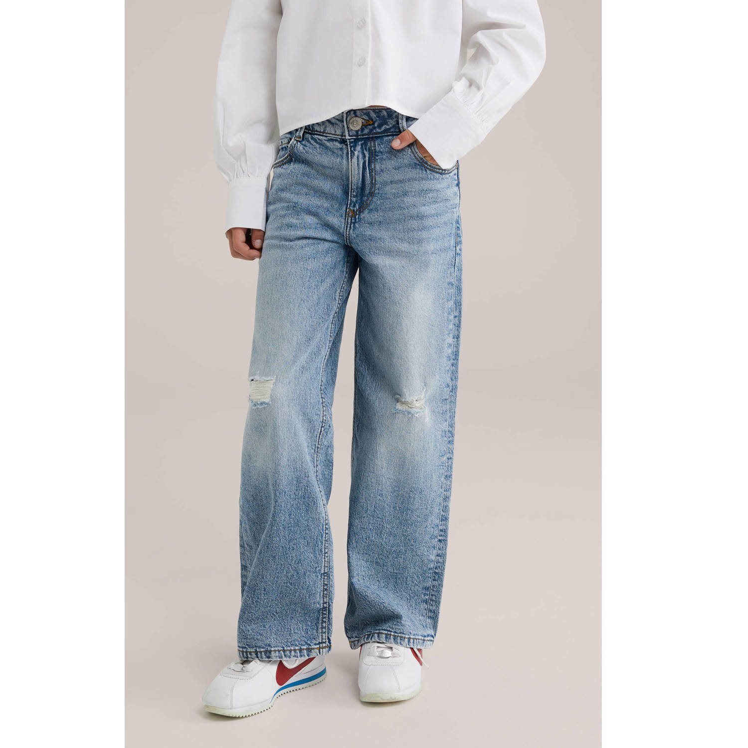 WE Fashion loose fit wide leg jeans medium blue denim