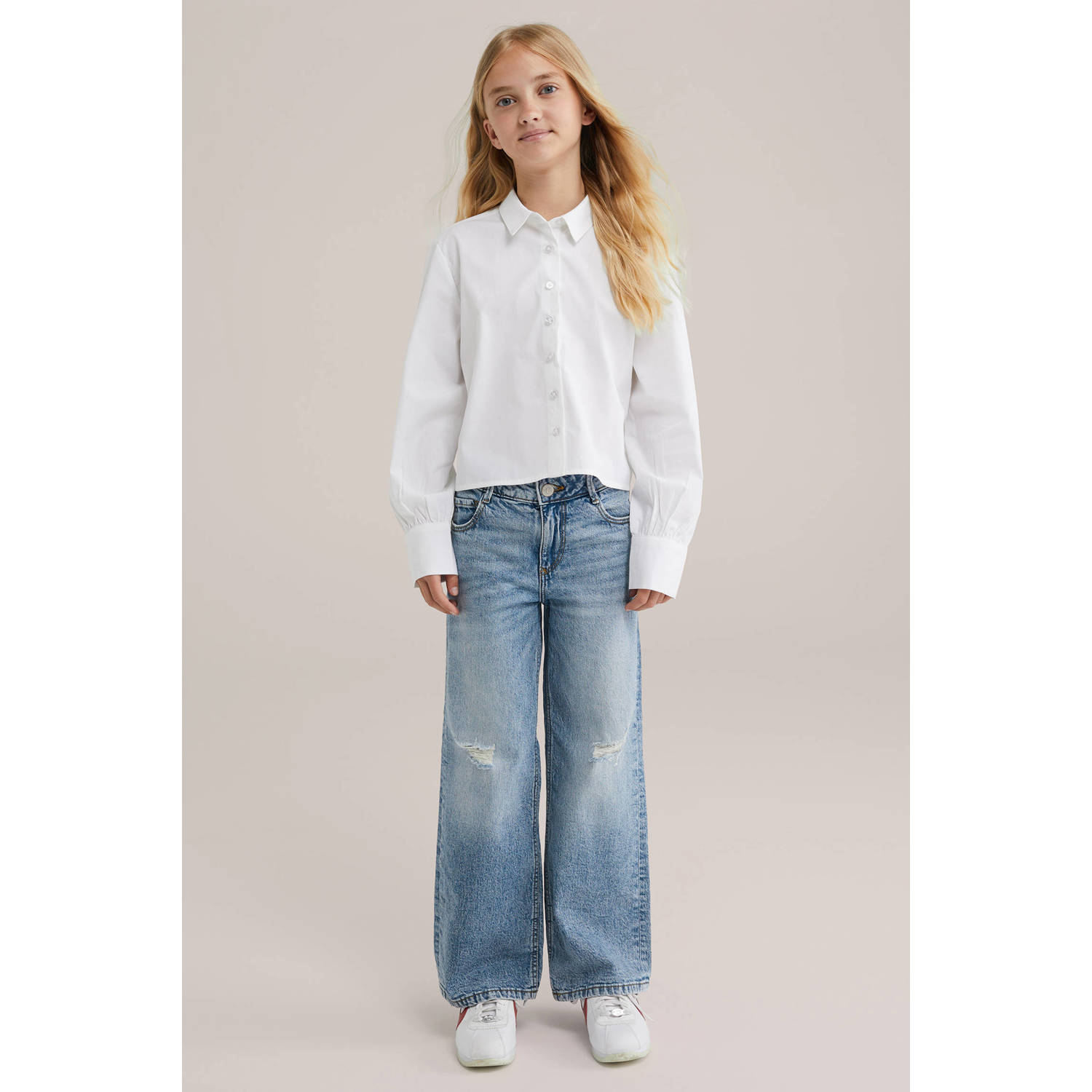 WE Fashion loose fit wide leg jeans medium blue denim